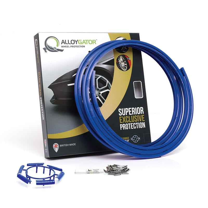 AlloyGator Blue Rim Protector - Premium Wheel Guard for 12-24" Wheels, Adhesive Free, Nylon, Pack of 4, Model K4 BLUEXC