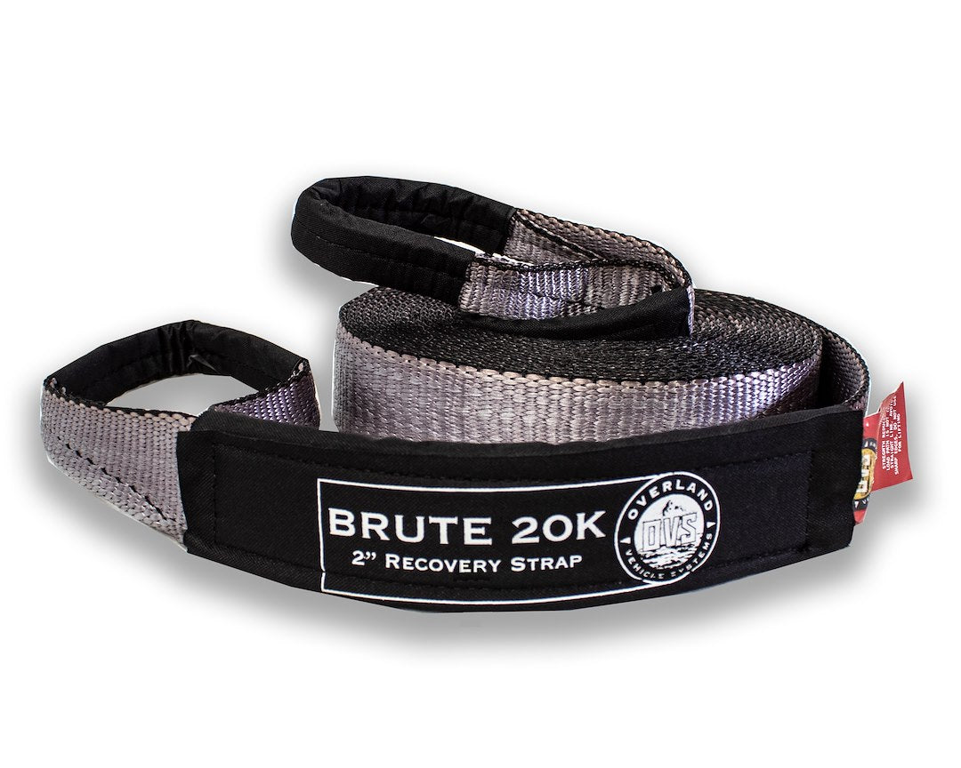Overland Vehicle Systems Tow Strap 20,000 Lb. 2' X 30' Gray With Black Ends & Storage Bag Universal - 20,000 Lb. Breaking Strength - For Use In Automotive Recovery And Towing