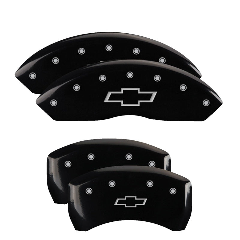 Mgp Caliper Covers 14257Sbowbk Bowtie Black Powder Coat Finish, Silver Characters, Set Of 4