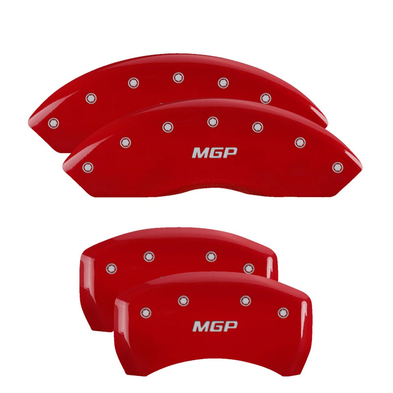 Mgp Caliper Covers 14257Smgprd Mgp Red Powder Coat Finish, Silver Characters, Set Of 4