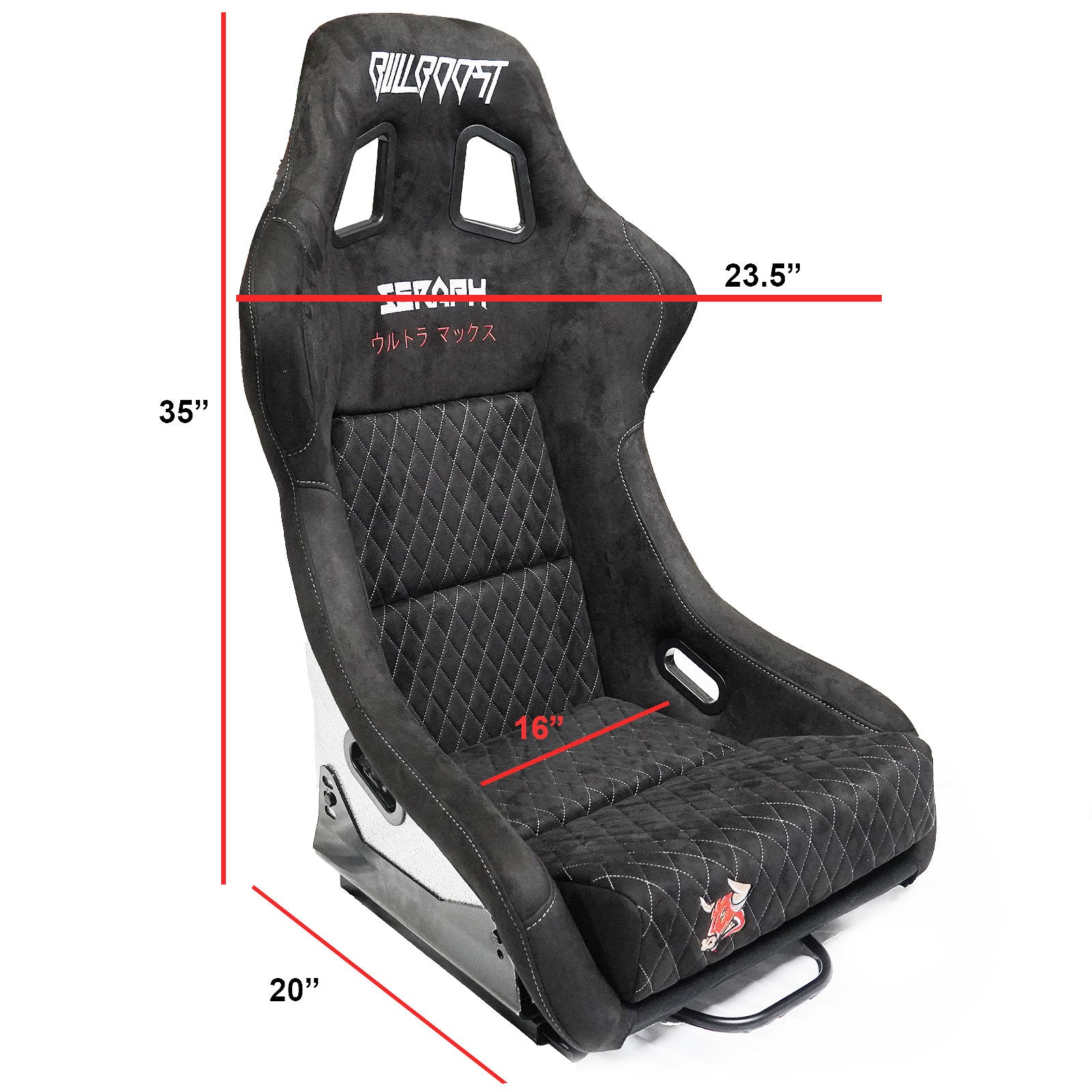 Bull Boost Adjustable Racing Lowered Ultra Max Bucket Seat w/ Seat Rails