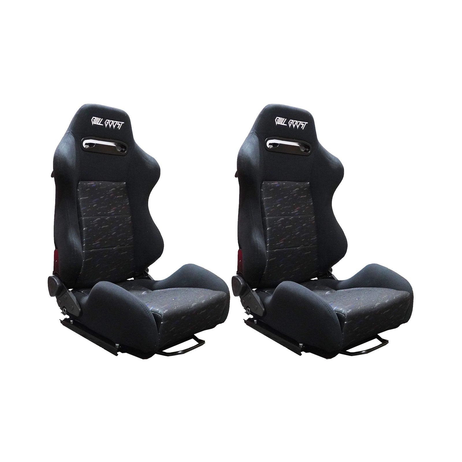 Adjustable Black Luxury Racing Lowered SR3 CONFETTI Style Velvet Seat w/ Sliders