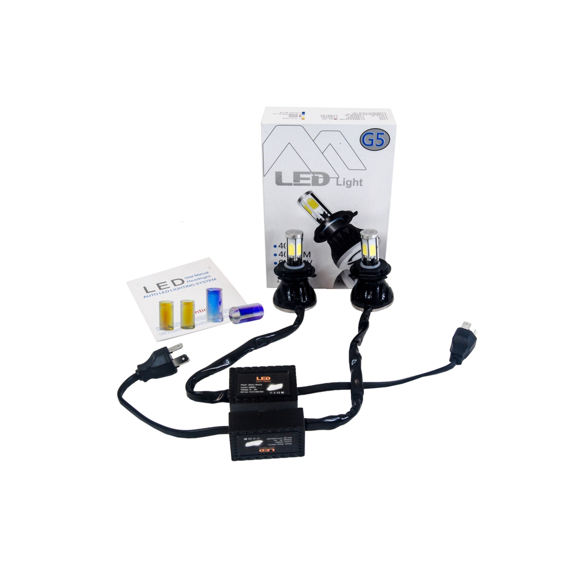 (W) H4 Hi/Lo Auto Cree LED Headlight Kit by OZUSA 40W 4Sided LED Dual Beam 4000LM Xenon White 6000K
