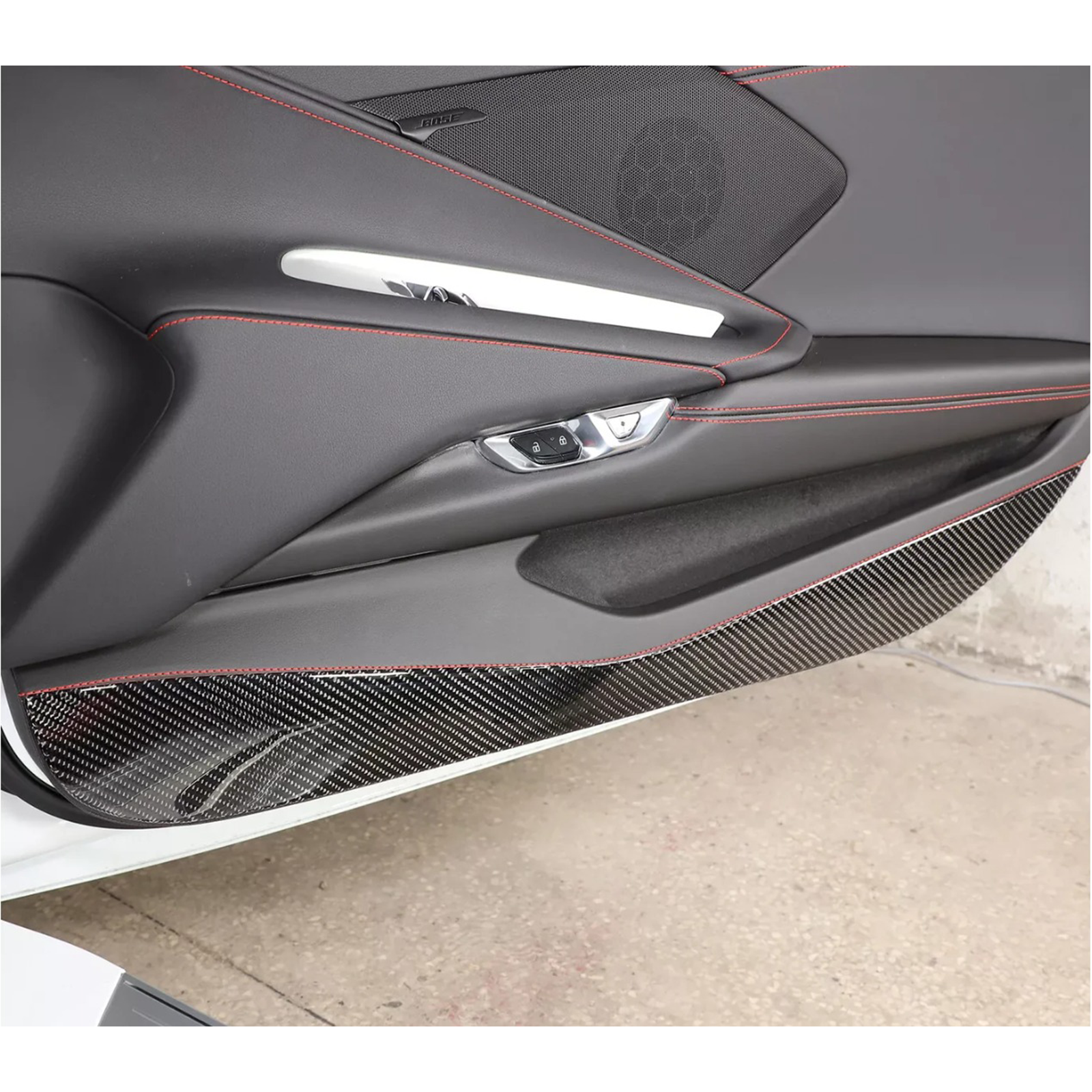 Dry Carbon Fiber Door Anti‑Kick Panel Cover for Chevrolet Corvette C8