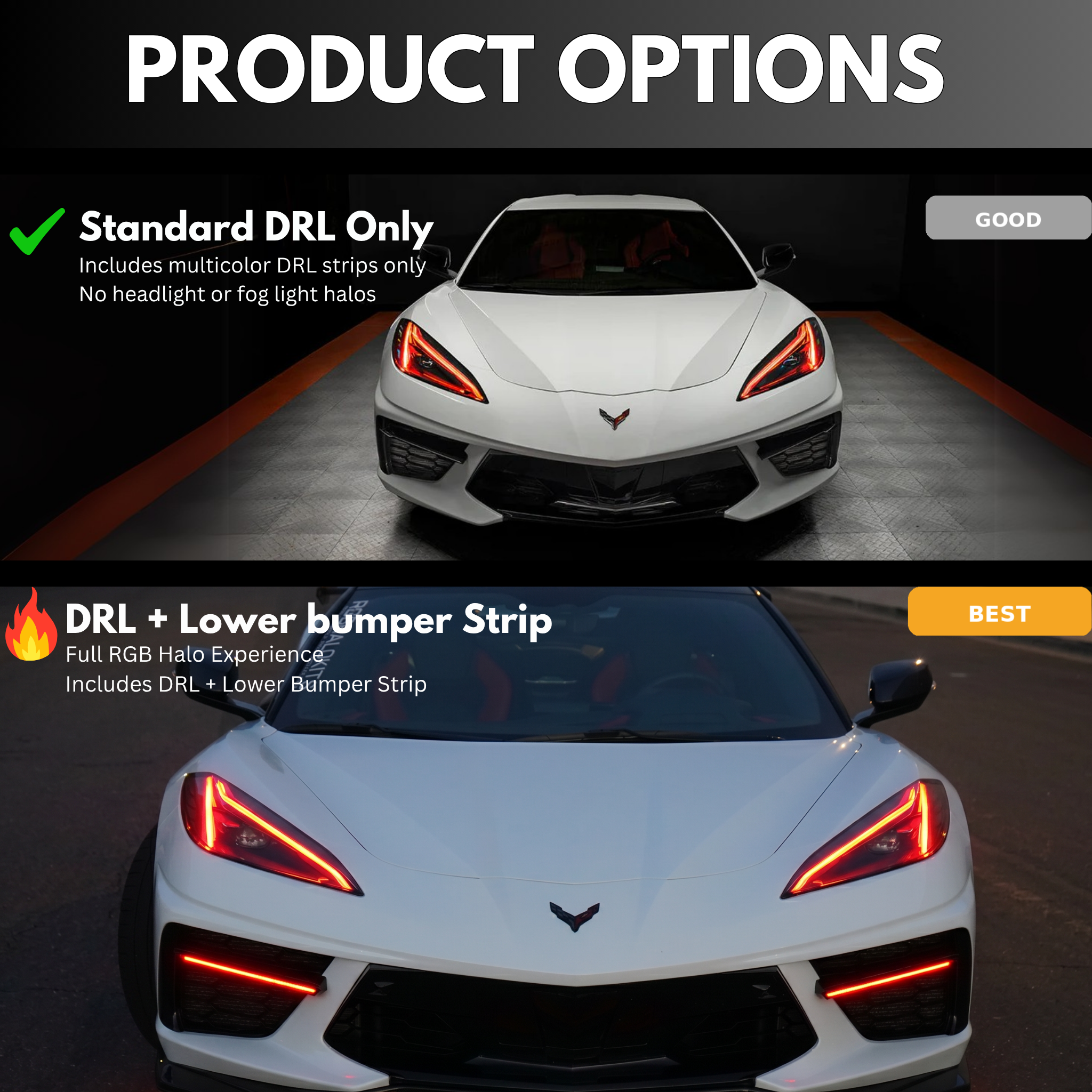 Chevrolet Corvette C8 RGBW+A DRL Boards (2020–2026)