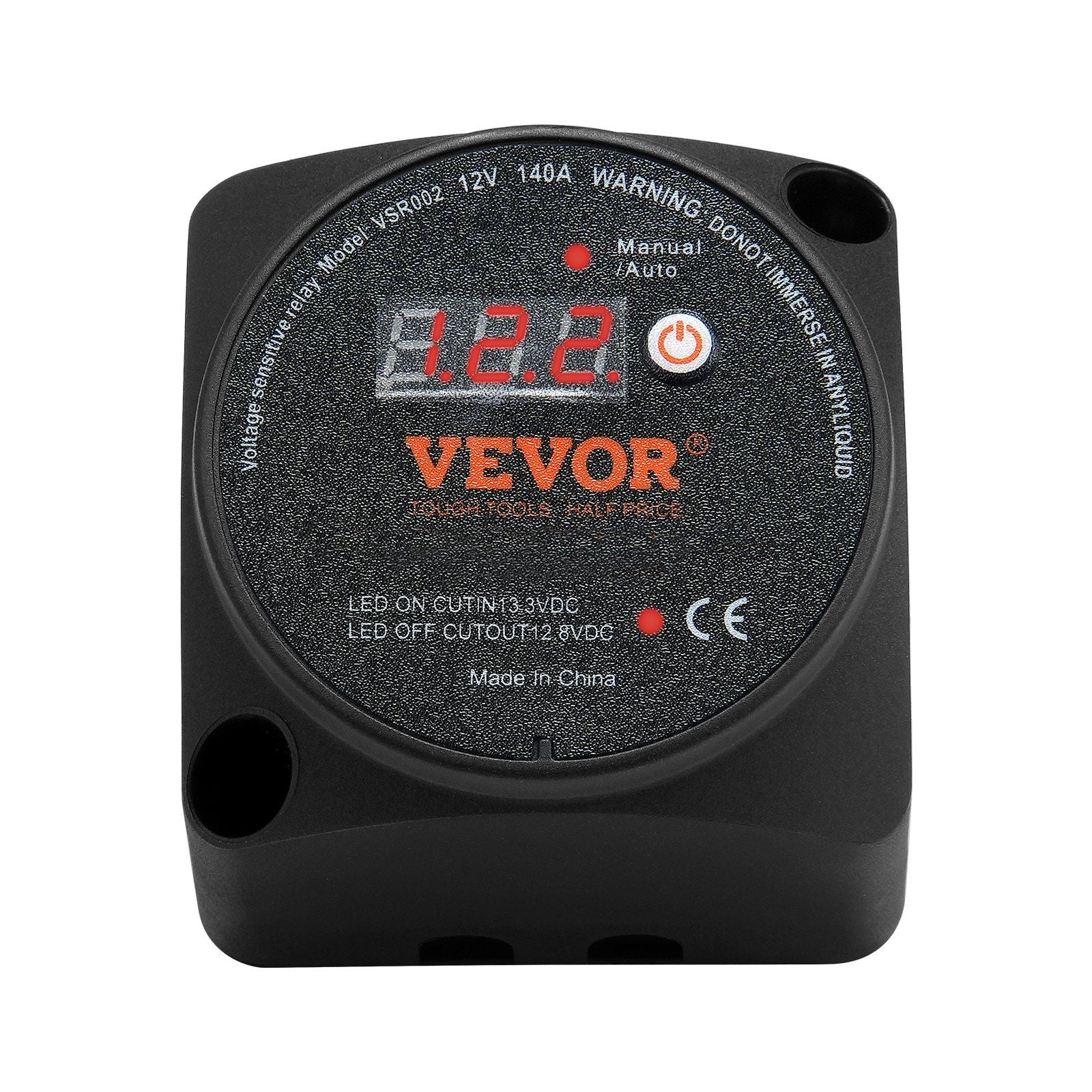 VEVOR Dual Battery Isolator Kit, 12V 140Amp, Manual and Auto Modes VSR Voltage Sensitive Relay with LCD Screen, Smart Battery Is