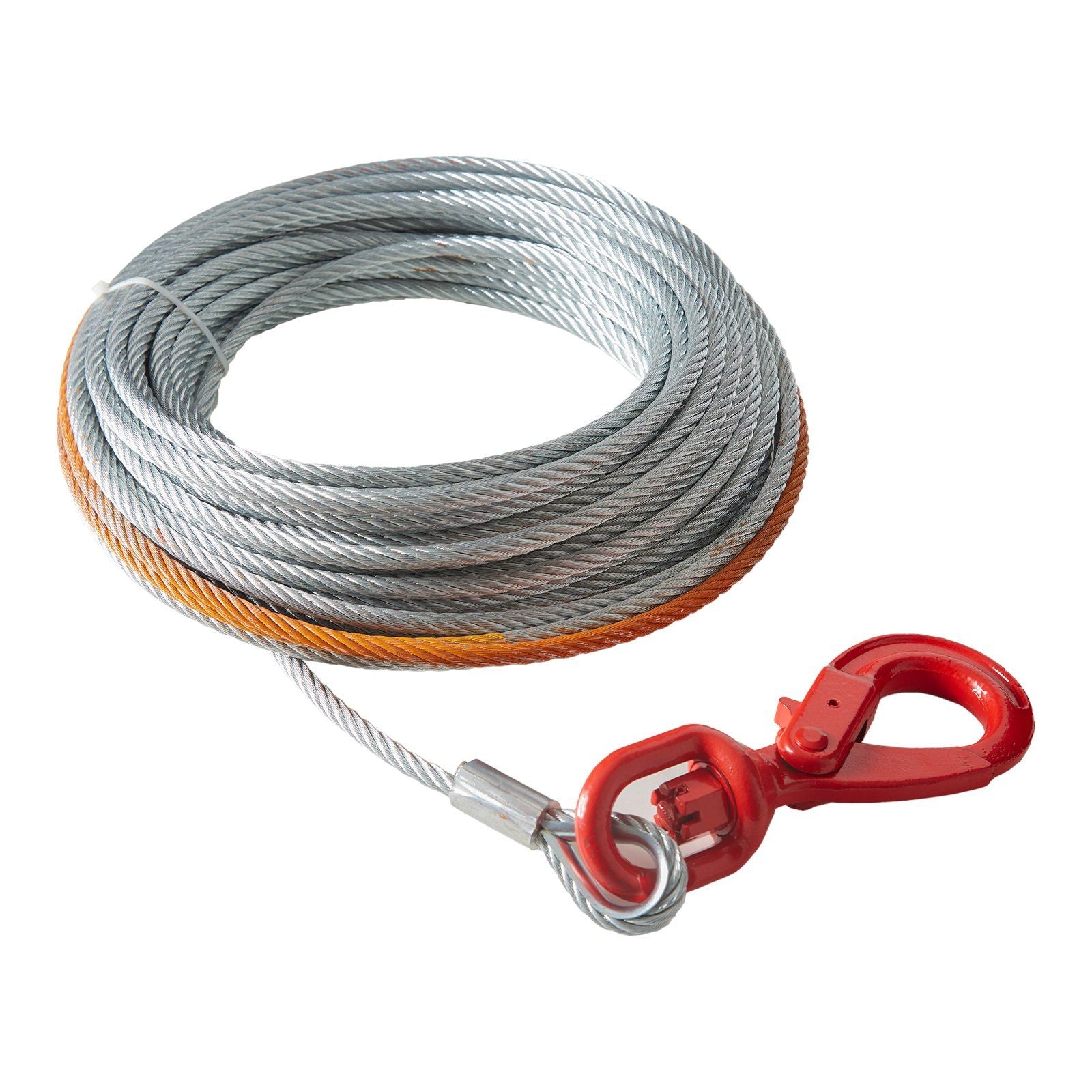 VEVOR Galvanized Steel Winch Cable, 3/8 Inch x 50 Feet 15,200 lbs Breaking Strength, Wire Winch Rope with Swivel Hook, Towing Ca