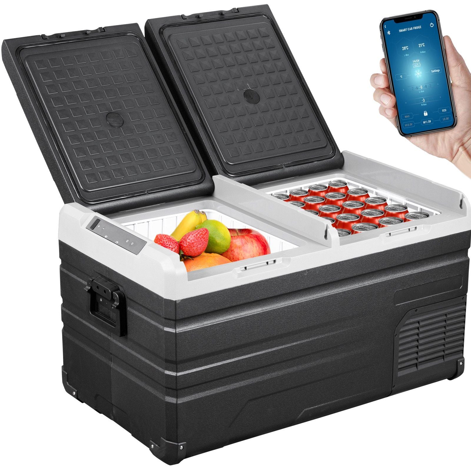 VEVOR 12 Volt Refrigerator Refrigerator 80 Quart, Dual Door Chest Refrigerator 12/24V DC & 110-240V AC Electric Compressor Coole