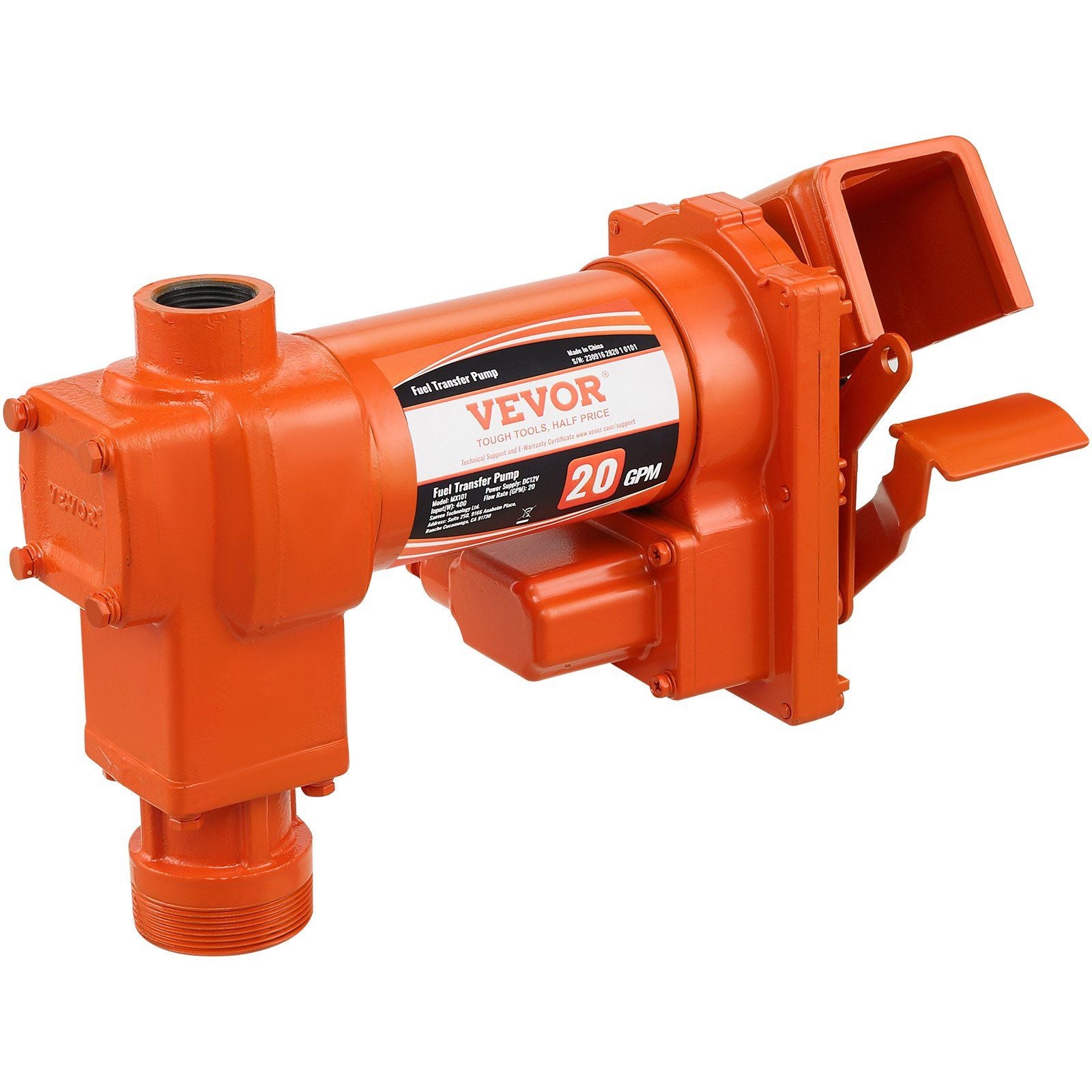 VEVOR Fuel Transfer Pump, 12V DC 20 GPM 1/4 HP, High Flow Cast Iron Gasoline Extractor Pump with Fuel Collection Box Design for 