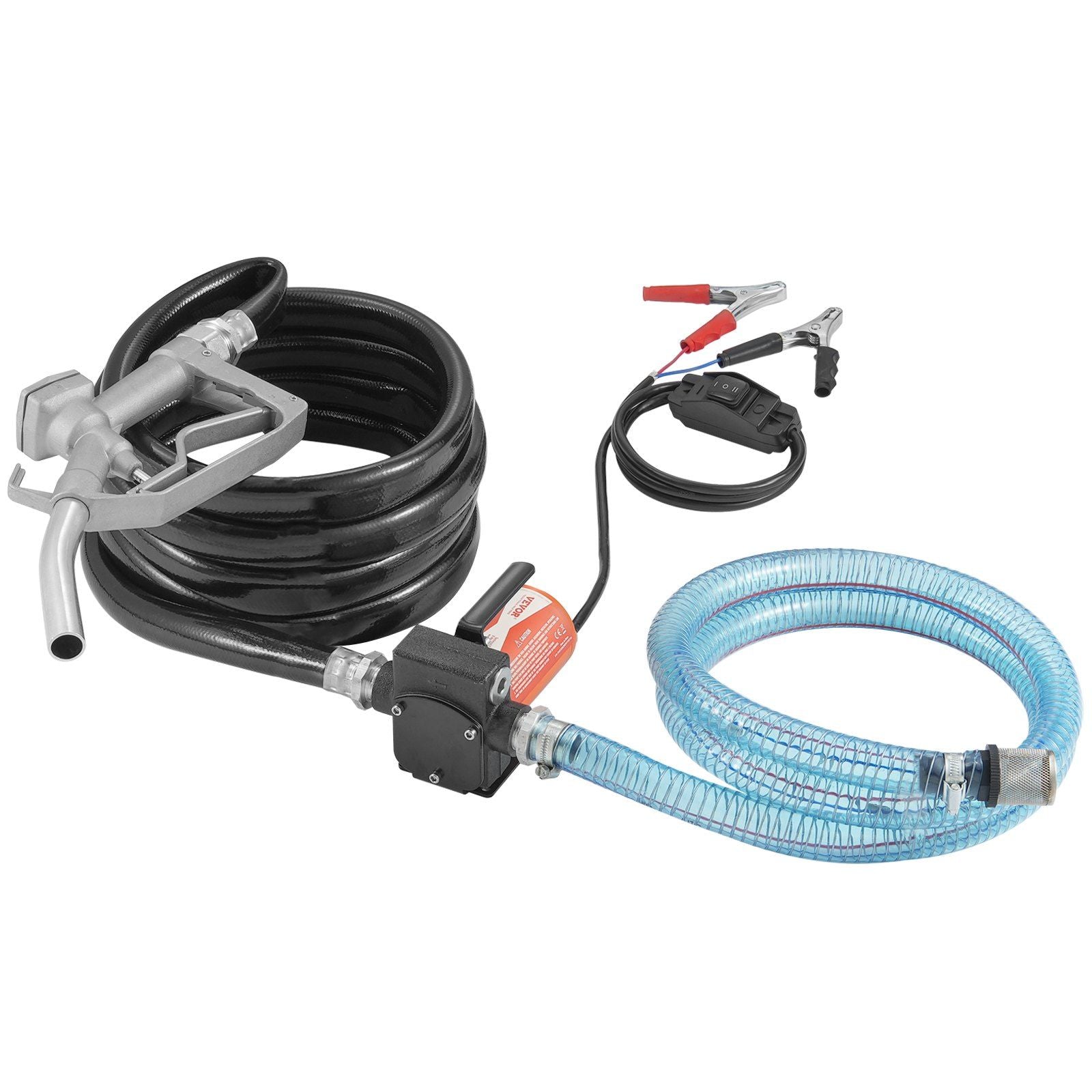 VEVOR Fuel Transfer Pump 12V 5.3 GPM 1/10 HP Diesel Pump with Auto Fuel Nozzle