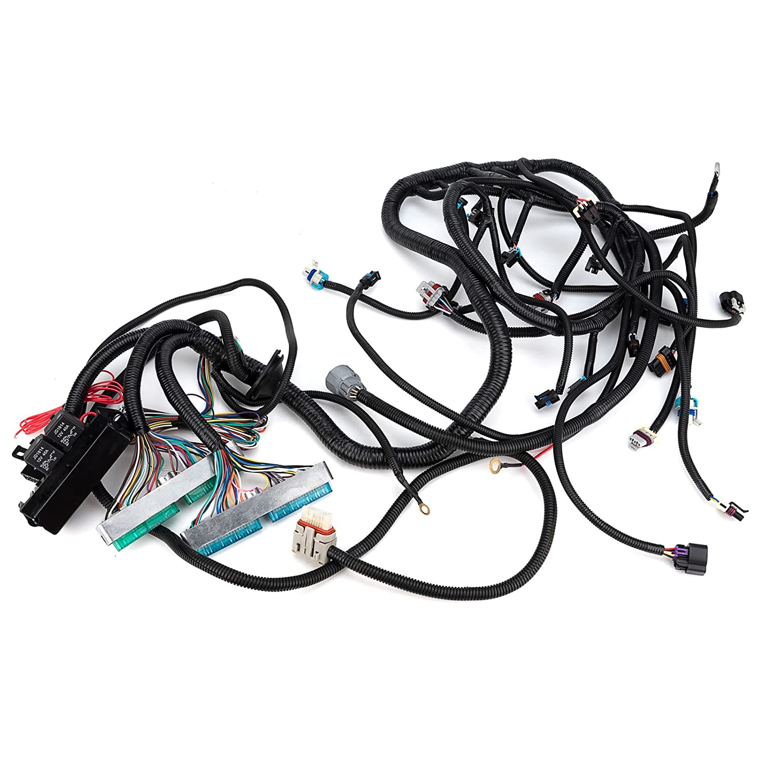 4L80E DBW Engine Wiring Harness Standalone for 2003-2007 Compatible with Drive by Wire LS Engines 4.8 5.3 6.0 Green/Blue PCM & MULTEC/Delphi Fuel Injector