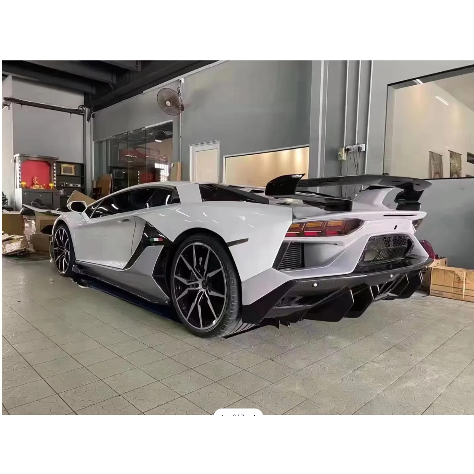 SVJ Style Dry Carbon Fiber Rear Wing Engine Hood Lid for Lamborghini Aventador LP700 LP720 LP740 LP750 Coupe
