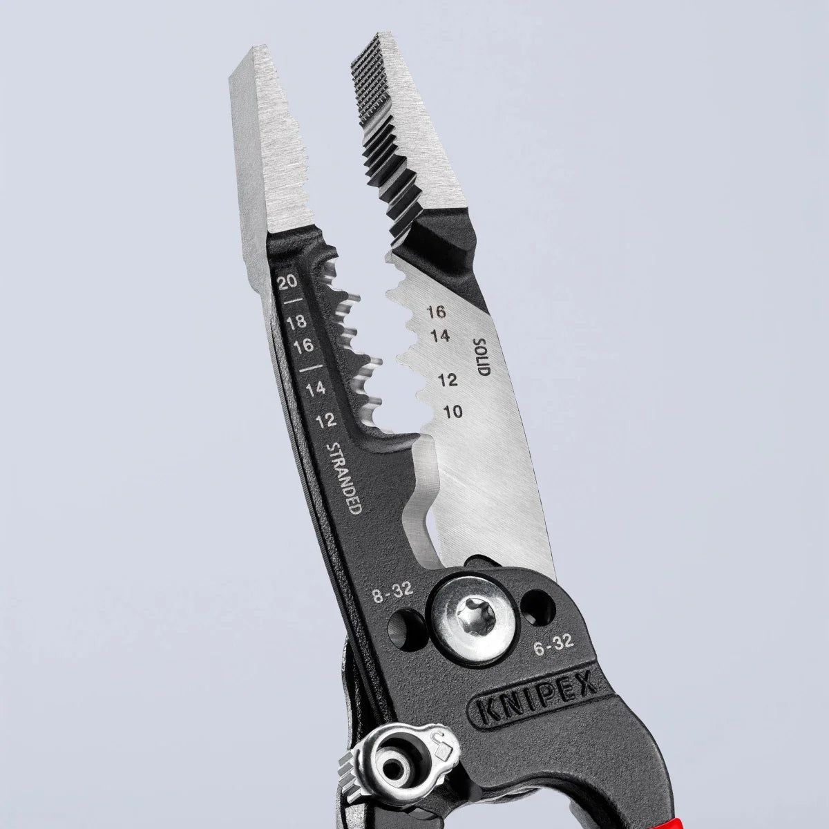 KNIPEX 8" Forged Wire Stripper 20-10 AWG with KNIPEXTEND Comfort Handles (13 72 8)