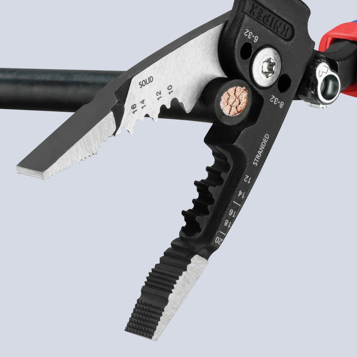 KNIPEX 8" Forged Wire Stripper 20-10 AWG with KNIPEXTEND Comfort Handles (13 72 8)