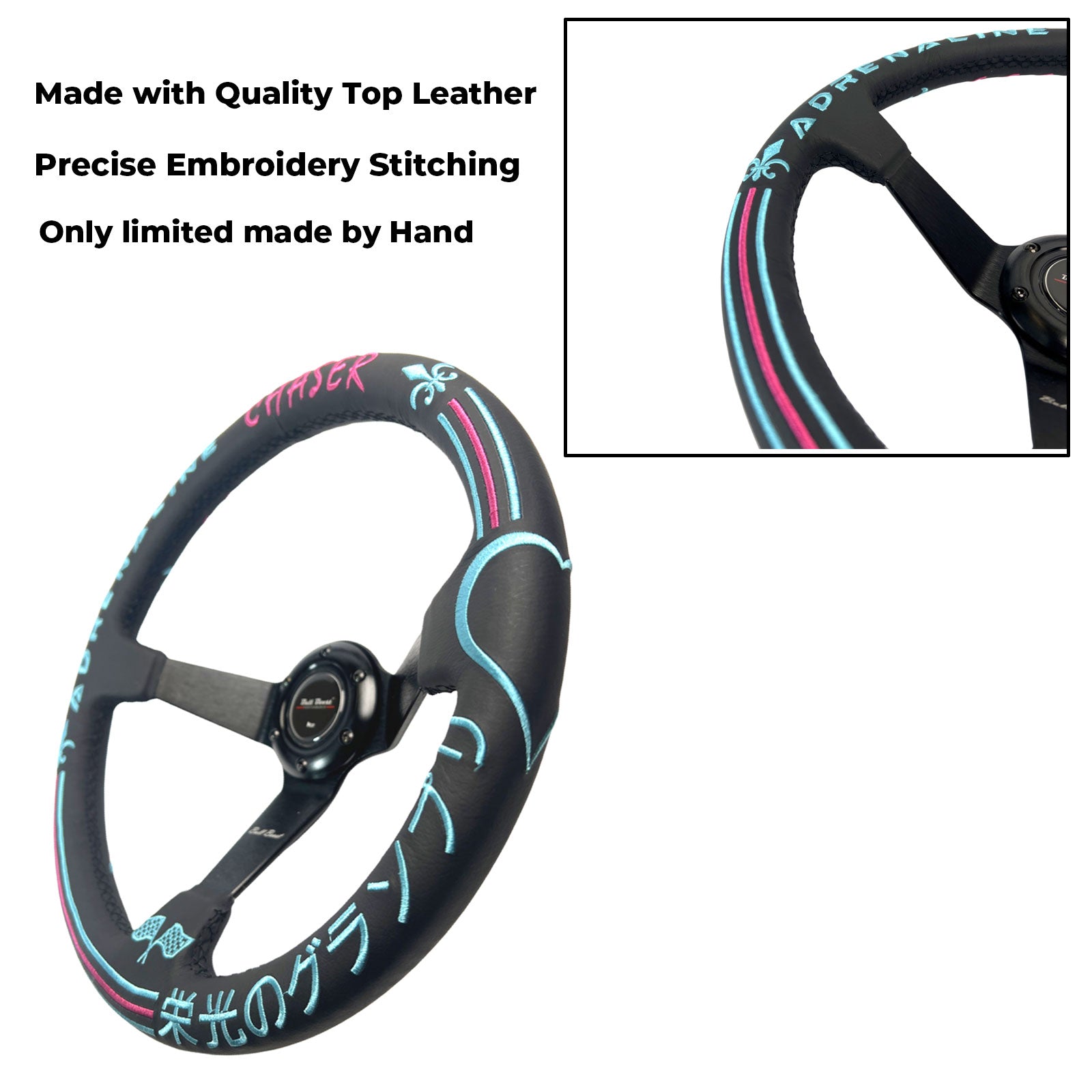 Leather 350mm Steering Wheel Short Hub Adapter Kit For Nissan 200X S13 S14 SR20 KA24