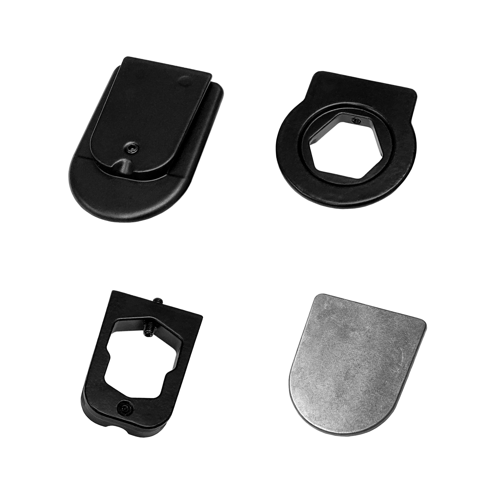 Rear View Mirror FOUR Metal Bracket Adapters with Universal Mirror Mounting Button Base | Compatible with Volkswagen, Audi, Dodge, Ford, Honda