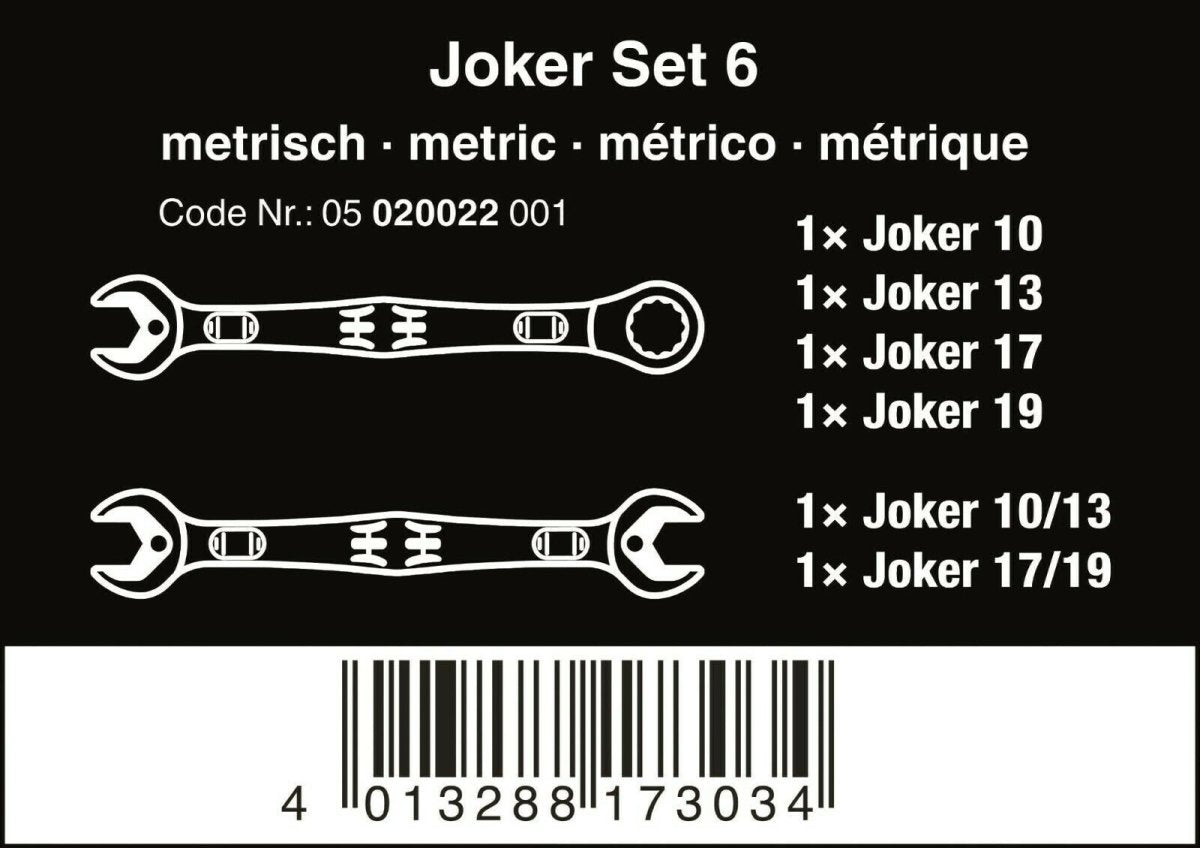 Wera 6000/6002 Joker Ratcheting Combination Wrench Set Metric 05020022001