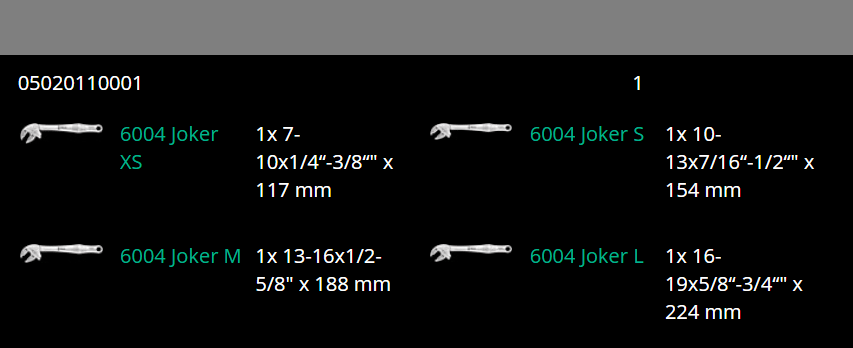 Wera 6004 Joker Self-Setting 4-Piece Wrench Set - Highly Versatile with Metric & Imperial Capabilities – 05020110001