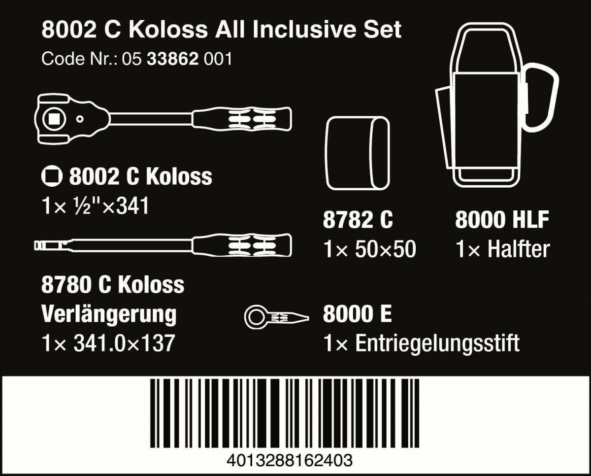 Wera 8002 C Koloss All Inclusive Socket Wrench Set 1/2" Drive 05133862001