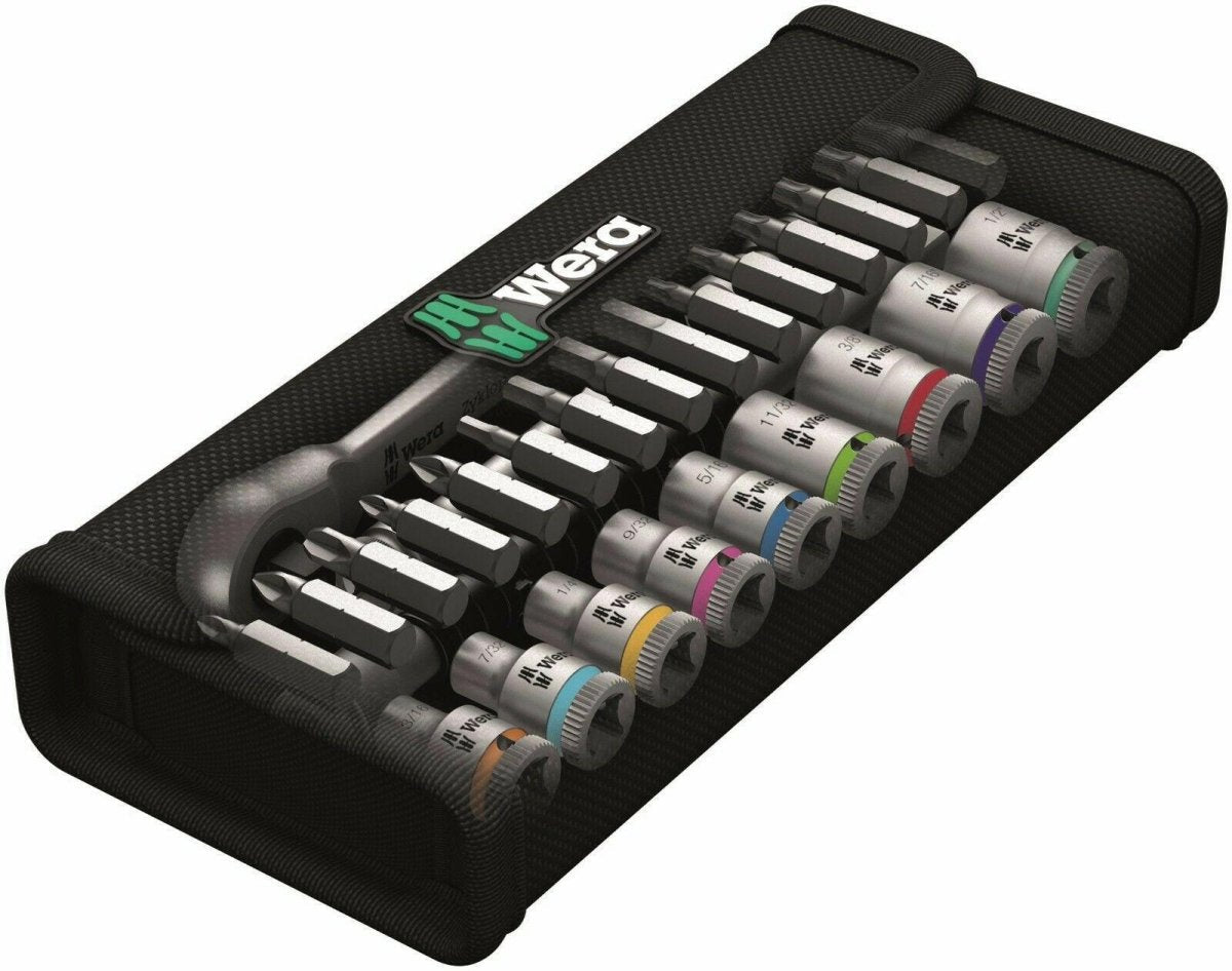 Wera 8100 SA 11 Zyklop Metal Switch Socket Wrench Set 1/4" Drive SAE 05004021001