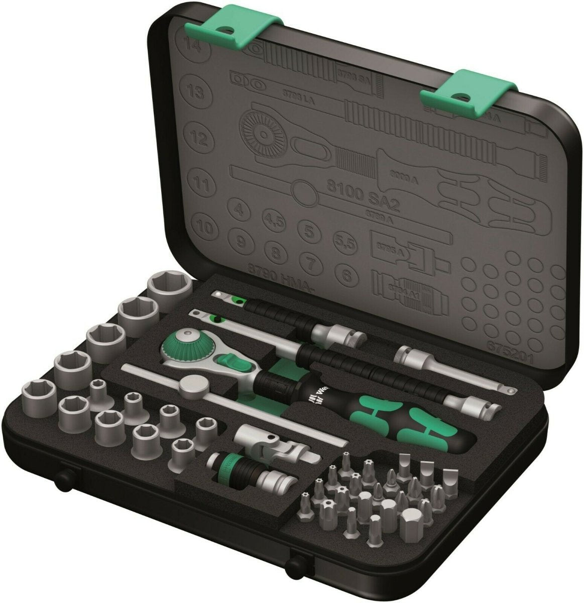 Wera 8100 SA 2 Zyklop Socket Wrench Set 1/4" Drive Metric 42 Pieces 05003533001
