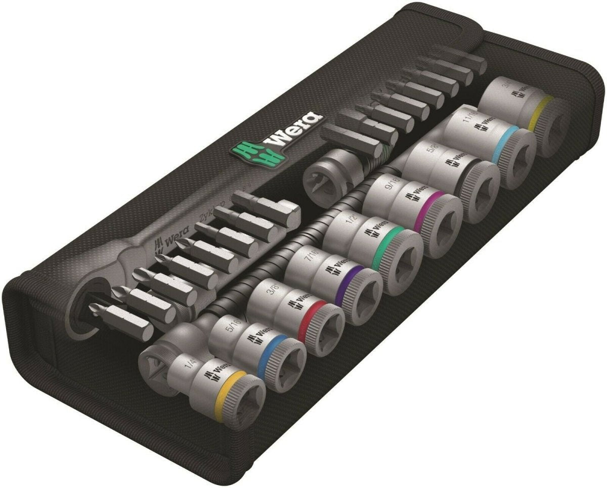 Wera 8100 SB 11 Zyklop Metal Switch Socket Wrench Set 3/8" Drive SAE 05004051001
