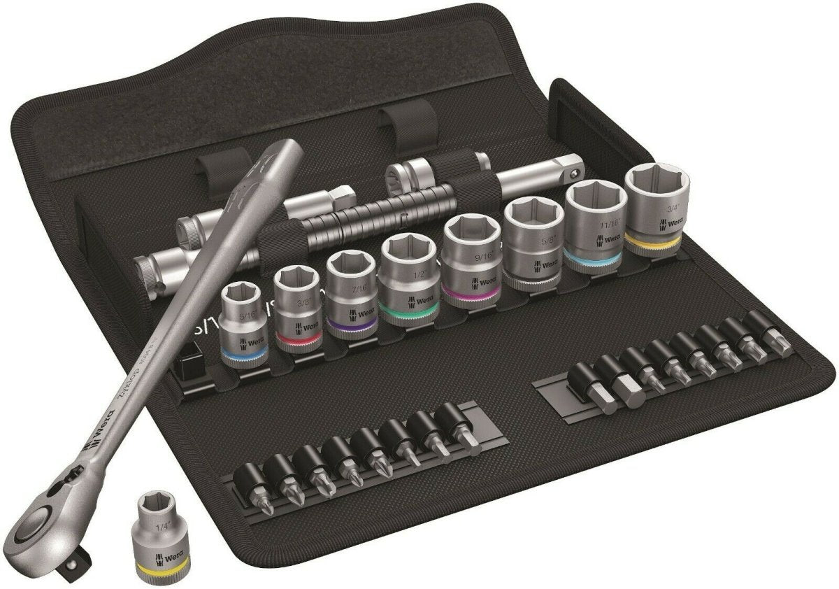 Wera 8100 SB 11 Zyklop Metal Switch Socket Wrench Set 3/8" Drive SAE 05004051001