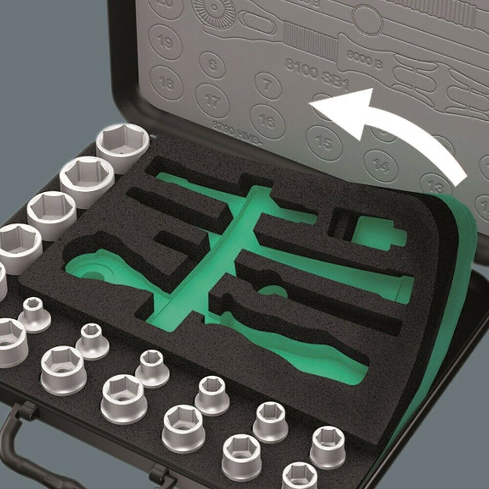 Wera 8100 SB 4 Zyklop Socket Wrench Set 3/8" Drive SAE 38 Pieces 05003596001