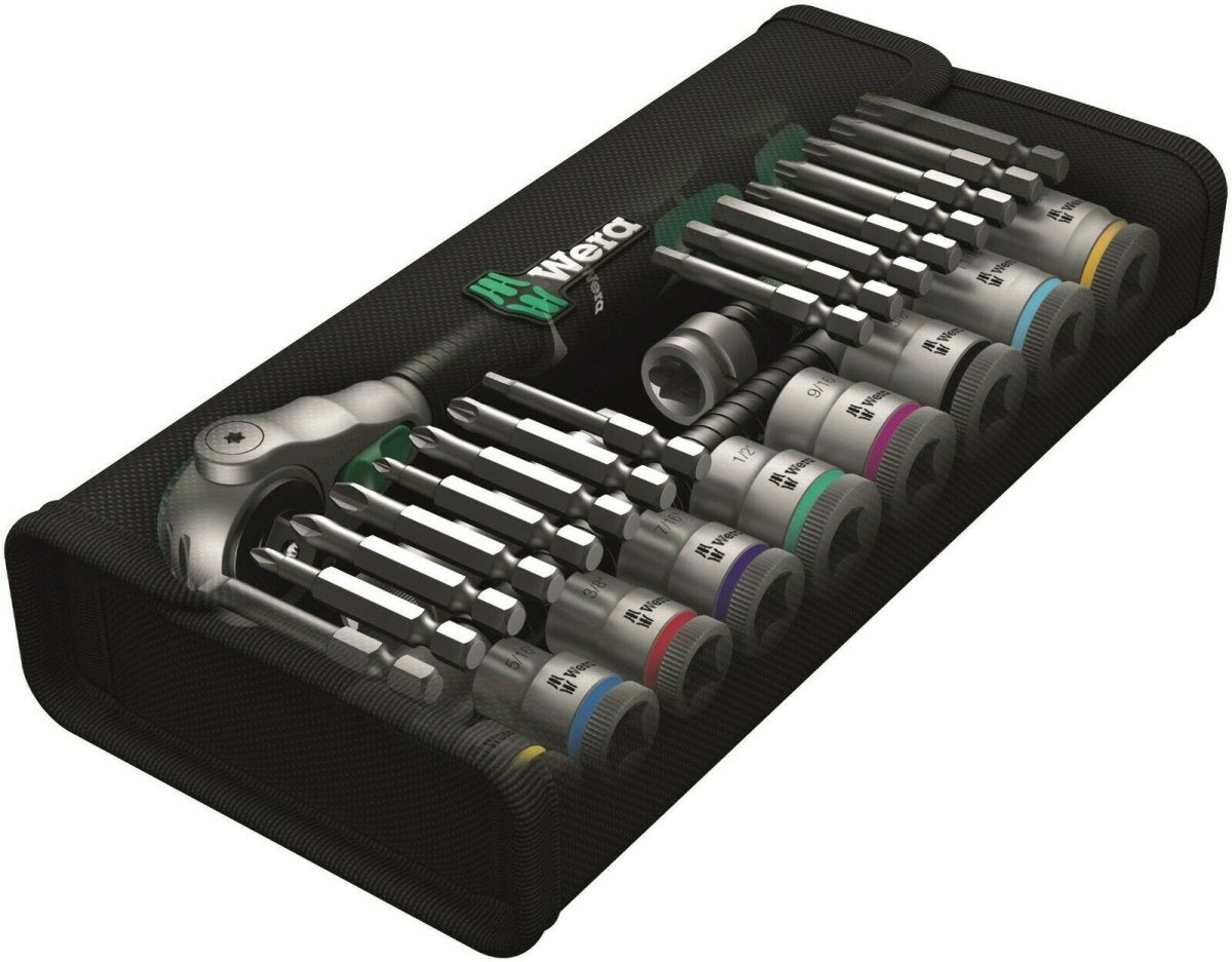 Wera 8100 SC 9 Zyklop Speed Ratchet Set 1/2" Drive SAE 28 Piece 05004079001