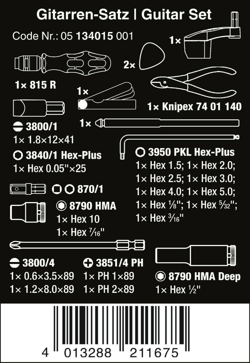 Wera 9100 Guitar Tool Set 23 Piece 05134015001