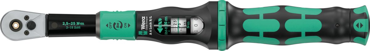Wera Click-Torque Lock A 6 R/L Torque Wrench 2.5 -25 Nm 1/4" Drive 05075694001