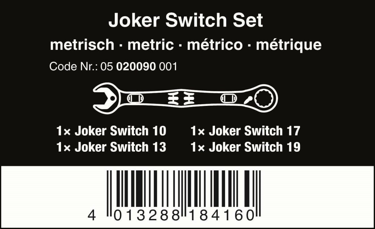 Wera Joker Switch Ratcheting Combination Wrench Set 4 Piece Metric 05020090001