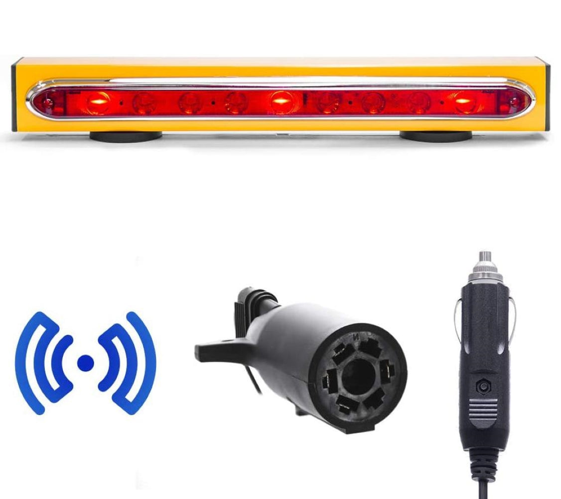 Master Tailgater's 19" Wireless Magnetic Tow Light Bar | 48 Foot Range | Ultra Bright LED | 4 Pin Round, 4 Pin Flat, or 7 Pin RV Hitch Transmitter